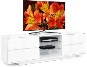 Homeology Avitus Premium High Gloss White with 4-White Drawers and 2 Shelves up to 65" LED/OLED/LCD TV Cabinet