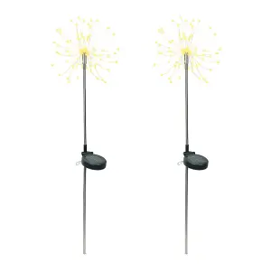 ValueLights Pack of 2 - Solar Powered Starburst Spike Lights, Firefly Solar Stake Light for Outdoor Garden Path