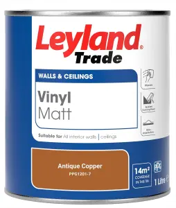 Leyland Trade Vinyl Matt Walls & Ceilings Emulsion Paint Antique Copper (PPG1201-7) 1L