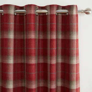 Carnoustie Red Fabric Eyelet Blackout Curtains