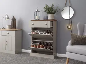 GFW Kendal Deluxe Shoe Cabinet Grey