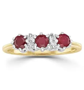 Ruby 0.58Ct And Diamond 9K Gold Ring A3399