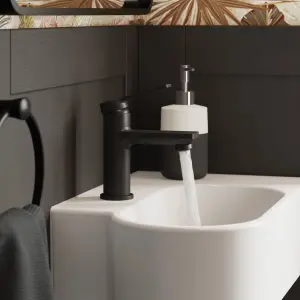 GoodHome Akita Mini Matt Black Round Washbasin Mixer Tap