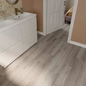 GoodHome Mambo Light Grey Natural Wood effect Synchronised Click vinyl Planks, 2.17m²