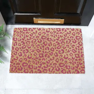 Pink Leopard Print Doormat (60 x 40cm)