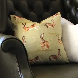 Evans Lichfield Country Running Hares Feather Filled Cushion