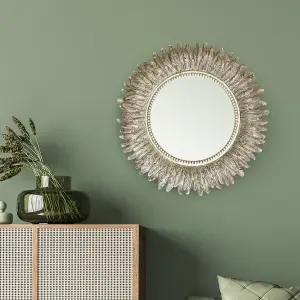 Distressed Silver Feathered Mirror