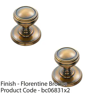 2 PACK - Ringed Tiered Cupboard Door Knob 38mm Diameter Florentine Bronze Cabinet Handle