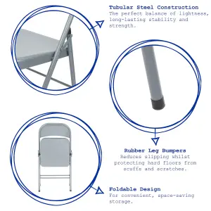 Metal Folding Chair - Matte White