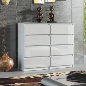 8-Drawer Chest of Drawers 120cm White - Creative Furniture