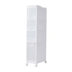 105cm H Plastic 4-Tier Slim Cabinet Storage Drawer Organizer Cart