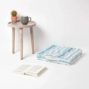 Homescapes Cotton New England Stripes Floor Cushion, 40 x 40 cm