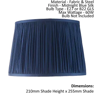 Tapered Cylinder Lamp Shade - Midnight Blue Silk - 60W E27 or B22 GLS - e10828