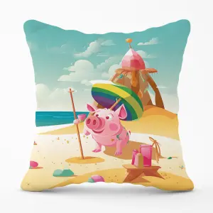 Piglet On A Beach Holiday Cushions 60cm x 60cm