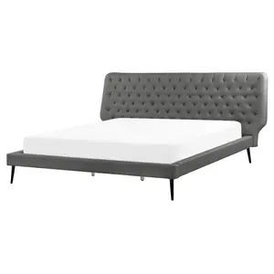 Faux Leather EU King Size Bed Grey ESSONNE