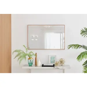 Alcantera Rectangle Metal Frame Wall Mirror Simple and Elegant Modern Design Copper / 100cm H x 66cm W