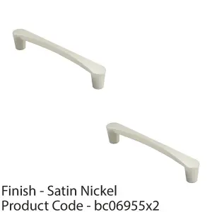 2 PACK - Curved D Shape Pull Handle 146 x 18.5mm 128mm Fixing Centres Satin Nickel