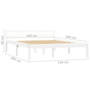 Berkfield Bed Frame White Solid Pine Wood 140x200 cm