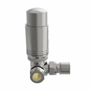 Rinse Bathrooms Corner Thermostatic Radiator Valve Corner TRV Satin Nickel