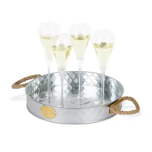 CHAMPAGNE SERVING TRAY - GALVANISED STEEL