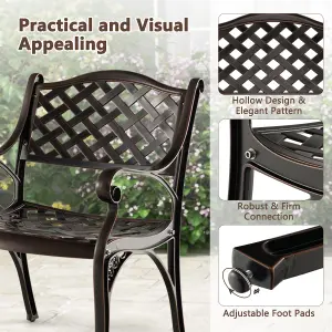 Costway 2 Pcs Cast Aluminum Patio Dining Chairs Heavy Duty Metal Bistro Chairs