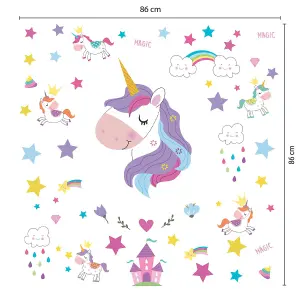 Walplus Magical Unicorns World Kids Sticker PVC Multicoloured