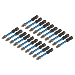 Draper Expert PZ-Type Impact Screwdriver Bits, No.2 x 50mm, 1/4" Hex (Pack of 20) 05696