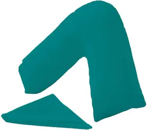 V-Shaped Pillow Extra Cushioning Support For Head, Neck & Back (Teal, V-Pillow With Cover)