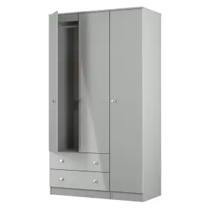 Yarmouth Ready assembled Modern Grey 2 Drawer Tall Triple Wardrobe (H)1960mm (W)1108mm (D)530mm