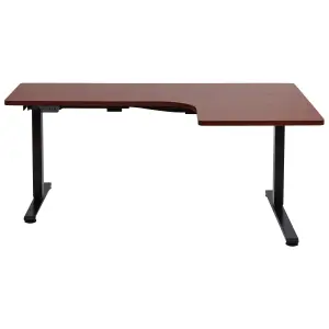 Adjustable Desk Electric Right Hand Dark Wood DESTINES