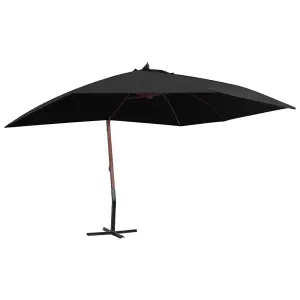 Berkfield Hanging Parasol with Wooden Pole 400x300 cm Black