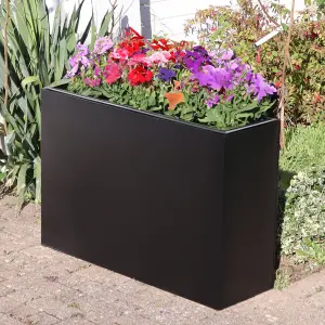 90cm Long Zinc Galvanised Matte Black 60cm Tall Trough Planter