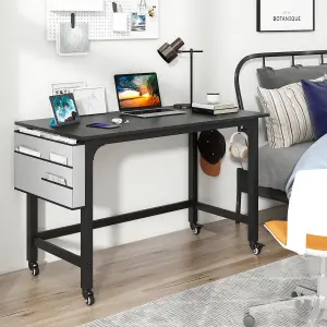 COSTWAY Mobile Computer Desk 120cm Home Office Desk w/ Lockable Wheels