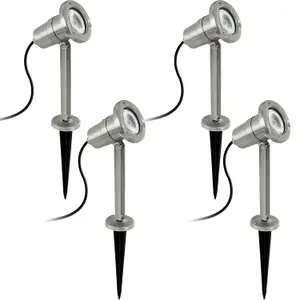 4 PACK IP54 Outdoor Bollard Light Stainless Steel 5W GU10 Driveway Lamp Post