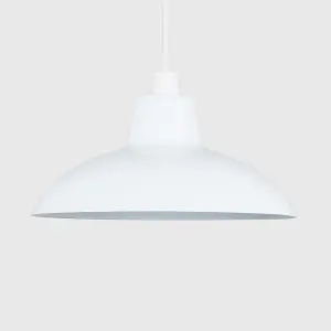 ValueLights Civic Metro White Ceiling Pendant Shade and B22 GLS LED 10W Warm White 3000K Bulb