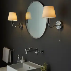 Anson Lighting Havana Bathroom Wall light finished in chrome plate and ivory fabric