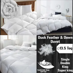 Duck Feather & Down Duvet Quilt 13.5 Tog Warm Cozy Extra Filled Hotel Quality Anti Allergic Duvet