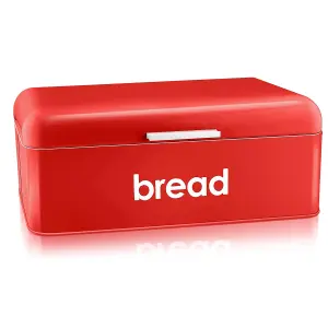 Retro Bread Bin Curved & Rectangle Kitchen Loaf Storage in Red