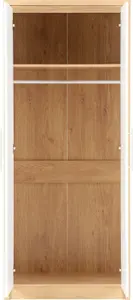 Seville 2 Door Wardrobe in White High Gloss Light Oak Effect Veneer