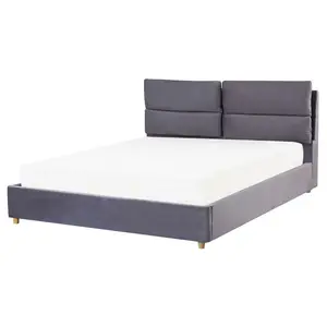 Velvet EU King Size Ottoman Bed Grey BATILLY