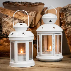 Nicola Spring - Metal Hanging Tealight Lanterns - 2 Sizes - Pack of 2