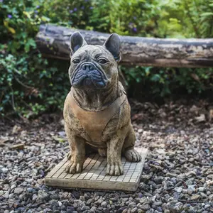 Pair of Life Size French Bulldog Statues