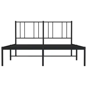 Berkfield Metal Bed Frame with Headboard Black 135x190 cm 4FT6 Double