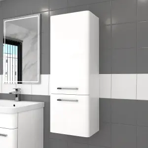 Nes Home 600mm Freestanding White Basin Vanity & 350mm Wall Hung Cabinet