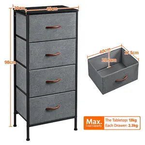 Yaheetech Fabric Chest of Drawers with 4 Drawers Dark Grey