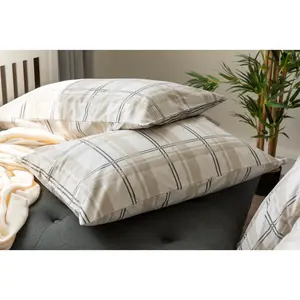 Cotton Blend Chequered Duvet Cover Set with Pillowcases Double - 2 Standard Pillowcases