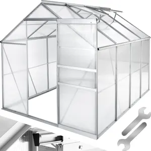 Greenhouse - aluminium frame, sliding door, roof window - 250 x 185 x 195 cm