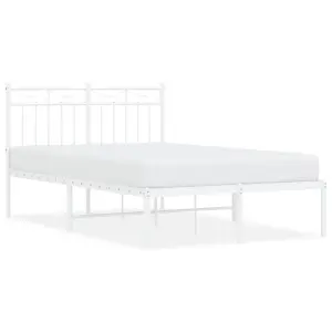 Berkfield Metal Bed Frame with Headboard White 120x190 cm