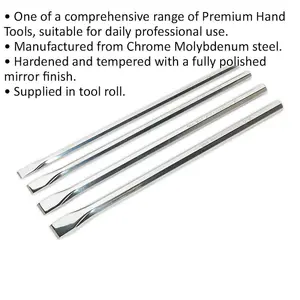 Premium 4 Piece 350mm Extra-Long Chisel Set - Durable Chromoly Steel Tools