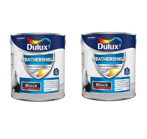 Dulux Weathershield Exterior Gloss Black 2.5L Pack of  2